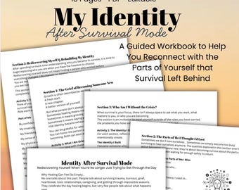 Identity After Survival Mode Workbook, Trauma Recovery Workbook, Self Discovery Journal, Healing Workbook PDF, Therapy Worksheets, Mental He