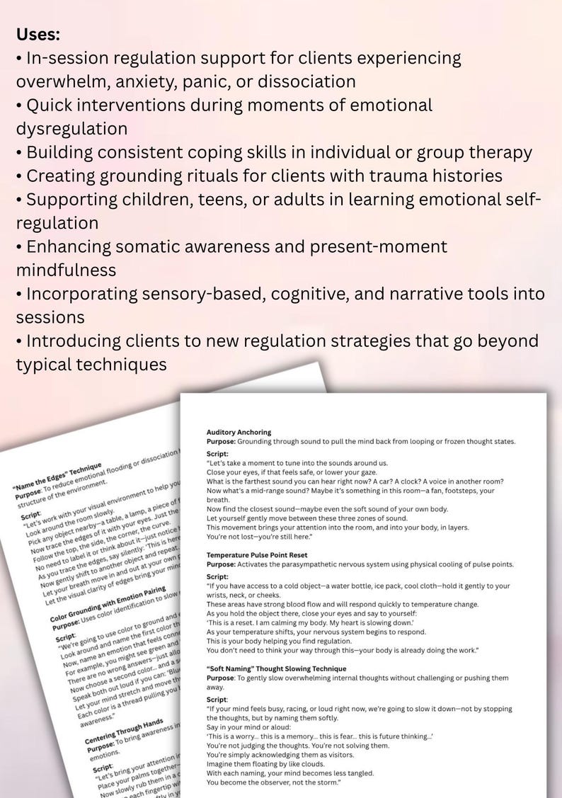 Grounding and Regulation Script Bank Unique Techniques for Therapy ...