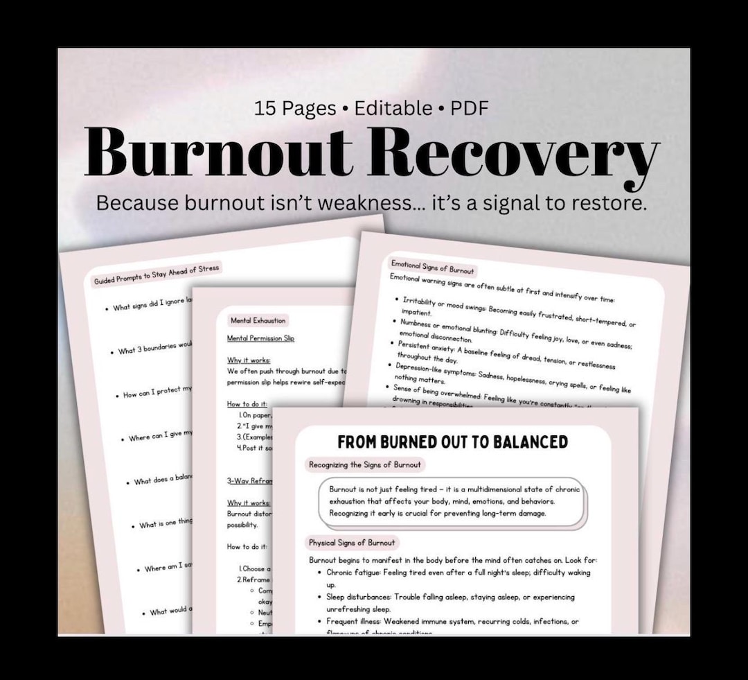 Burnout Recovery Blueprint Self-care Guide With Prompts Affirmations ...