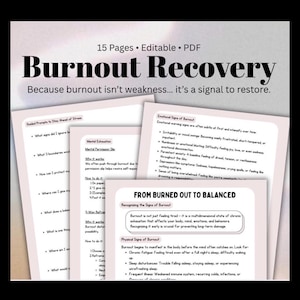 Burnout Recovery Blueprint Self-Care Guide with Prompts Affirmations Exercises Recharge Plan Burnout Prevention