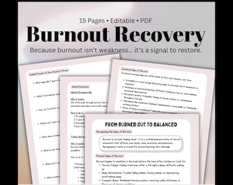 Burnout Recovery Blueprint Self-Care Guide with Prompts Affirmations Exercises Recharge Plan Burnout Prevention