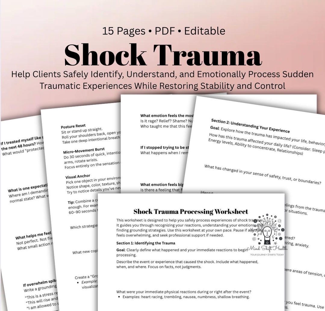 Trauma Processing.pdf Shock Trauma Processing Worksheet: Therapist Resource (PDF) - Etsy