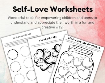 Children Self Love Confidence Worksheets for Kids and Teens Play Therapy Heart Theme Activity Classroom Fun Coloring Pages
