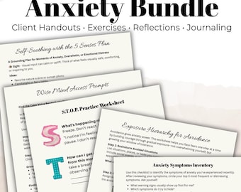 Anxiety Workbook Therapy Bundle CBT, DBT, Journaling, Grounding & Somatic Tools Mental Health Worksheets PDF Download