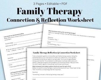 Family Therapy Reflection Worksheet Parent-Child After Session Activity  Printable Counseling Tool Therapist Homework
