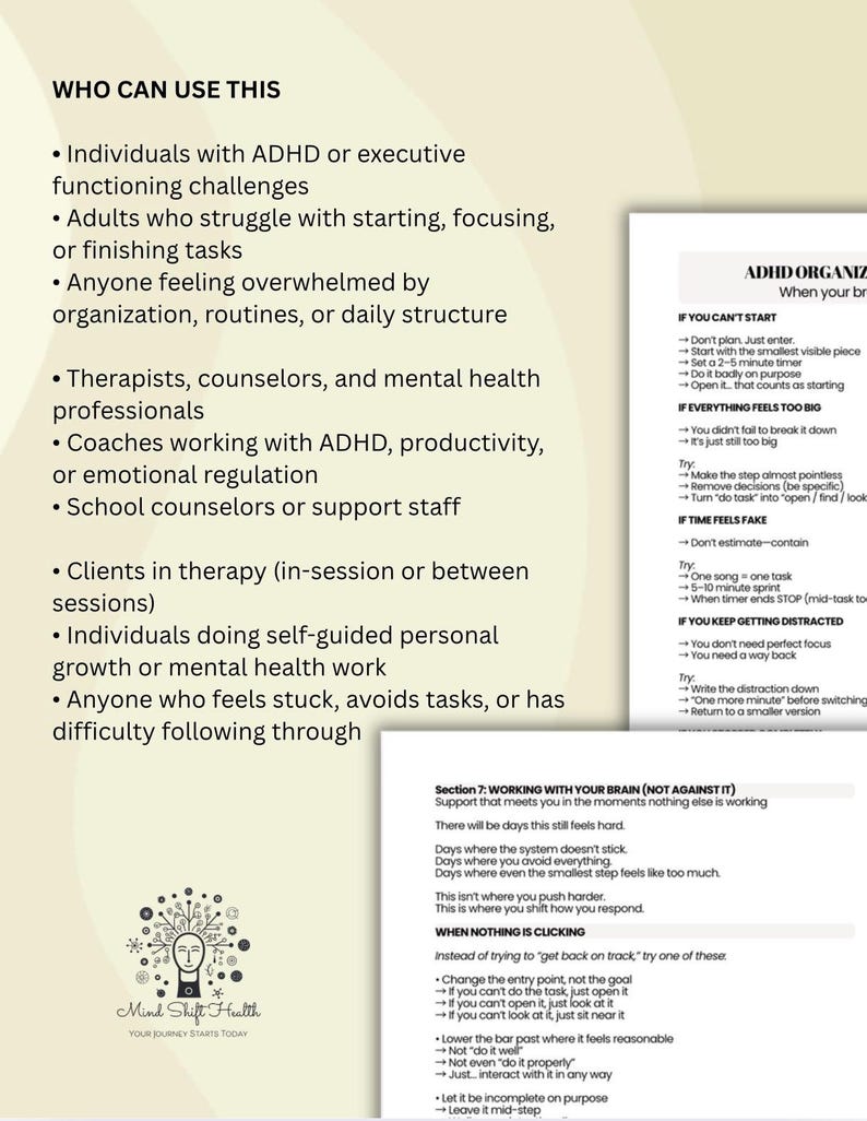 ADHD Organization Worksheet Executive Dysfunction Planner Task ...
