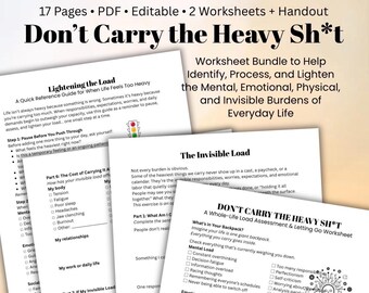 Mental Load Workbook Burnout & Stress Management Bundle Emotional Labor Therapy Worksheet Printable CBT Self-Care Handout