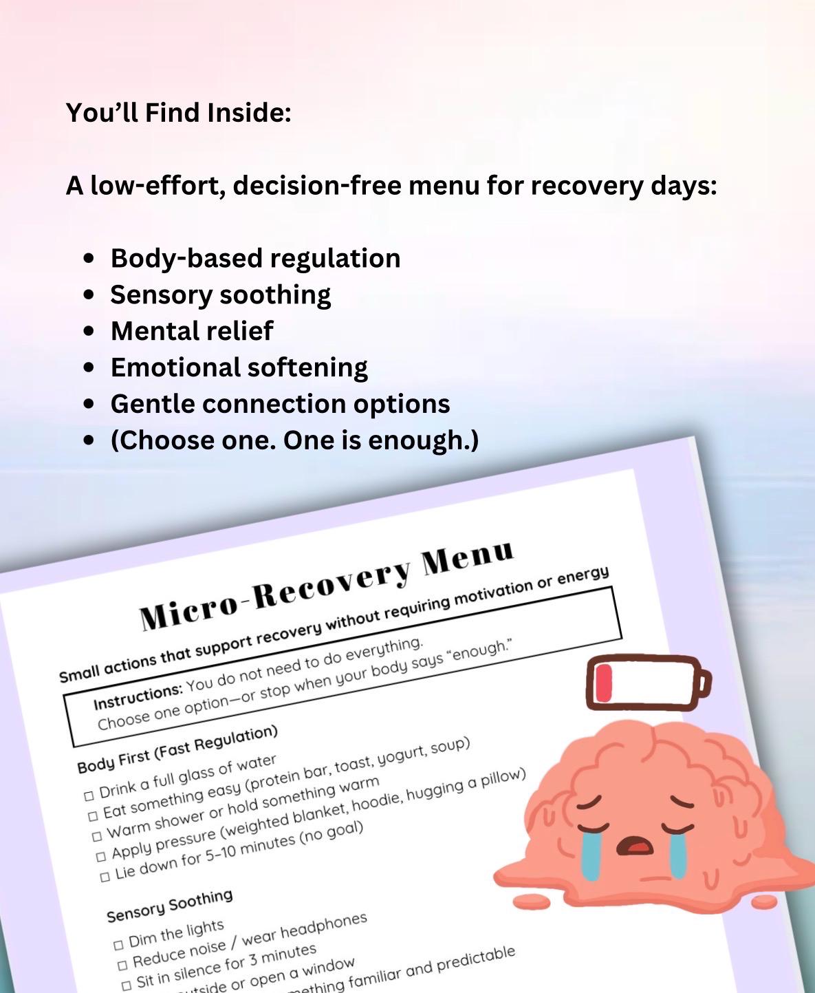 ADHD Hangover Recovery Worksheet Overstimulation & Burnout Support ...