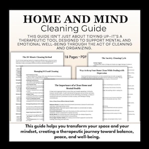 Cleaning Your Mind and Home Workbook, designed to address depression, anxiety, and mental well-being. Includes exercises for decluttering both physical space and mental clutter to foster emotional clarity and healing