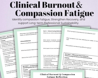 Compassion Fatigue Workbook for Therapists Burnout & Secondary Trauma Clinical Reflection Tool for Healthcare Workers Caregivers