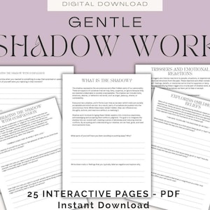 Gentle Shadow Work Journal Shadow Work Workbook Digital Download Printable Worksheets for Journaling Inner Child Mindfulness Therapy