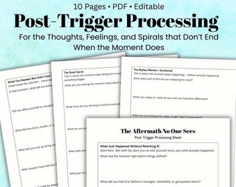 Post-Trigger Processing Worksheet, Emotional Regulation, Anxiety Help (PDF)