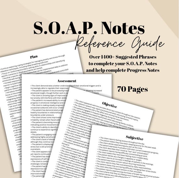 SOAP Notes Examples | Therapy Progress Notes Template (Digital Download)