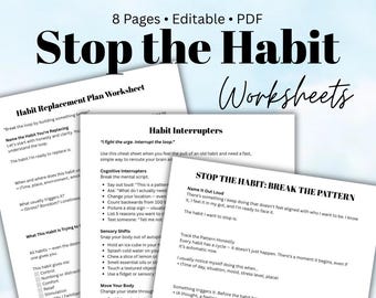 Cuaderno de trabajo para detener los hábitos / Plan de reemplazo de hábitos para romper los interruptores de patrones Apoyo para la recuperación del cambio de comportamiento