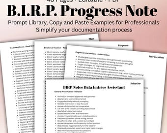 BIRP Progress Note Prompts: Mental Health Documentation for Therapists (Digital Download)