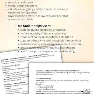 Trauma-informed mental health worksheet for therapists, counsellors, and social workers to support client reflection, emotional regulation, and trauma-aware therapeutic practice.