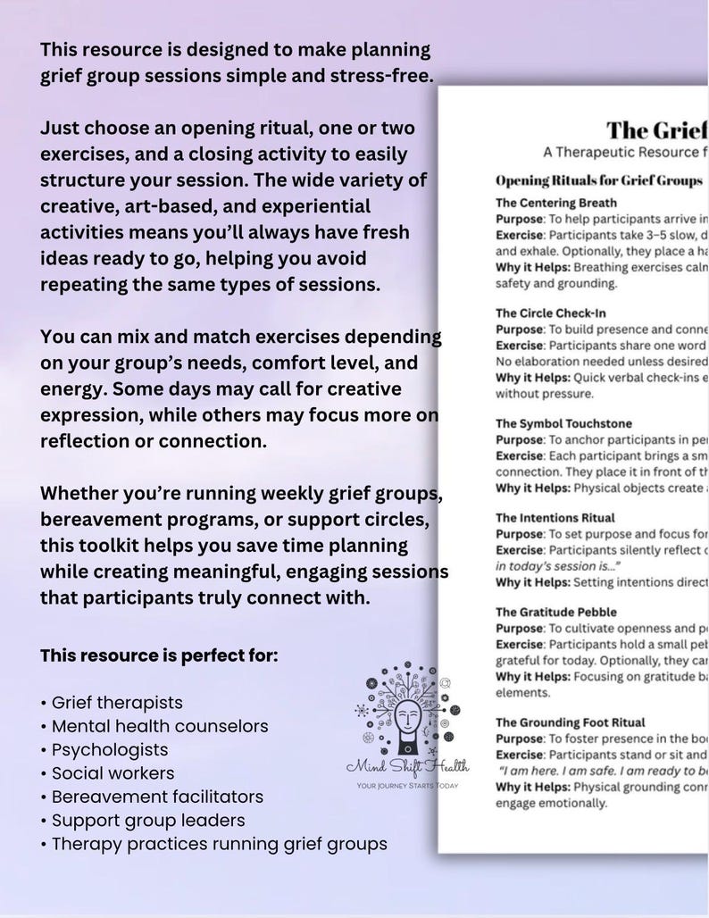 Grief Therapy Activities Toolkit for Groups, Art Therapy, Counseling ...