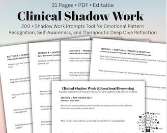 Clinical Shadow Work Workbook Therapeutic Reflection Journal for Emotional Healing, Inner Child Work, Triggers & Self-Sabotage