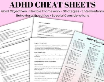 ADHD Cheat Sheet Bundle, Therapist & Parent Resources (PDF)