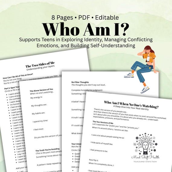 Teen Identity Exploration Inner Contradictions Self-Discovery Worksheets Journal for Teens Emotional Awareness & Personal Growth