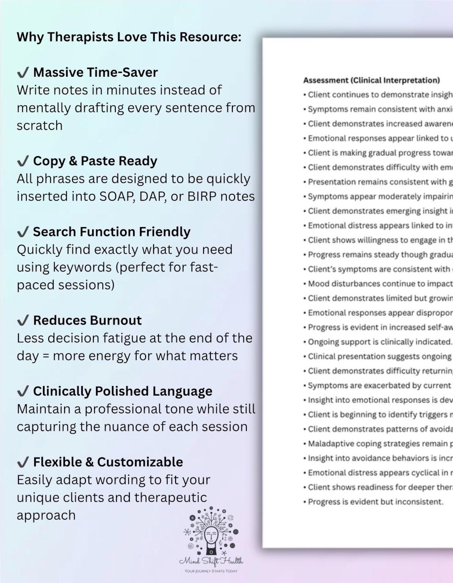 Therapist Documentation Wording Vault Clinical Progress Note Statements ...