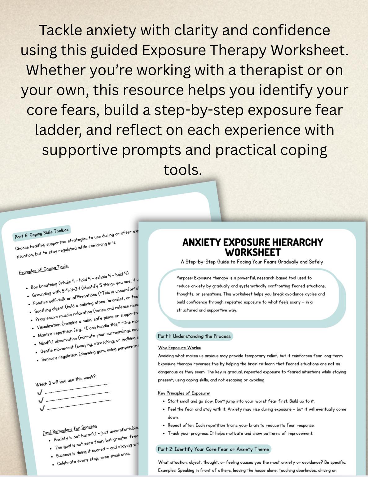 Exposure Ladder Example Anxiety Exposure Worksheet: Fear Ladder, CBT Therapy Tool (PDF Download ...