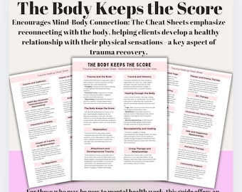 The Body Keeps The Score Cheat Sheet Infographic for Traumatic Stress Printable Therapy Handout for Educational Therapeudic Resource