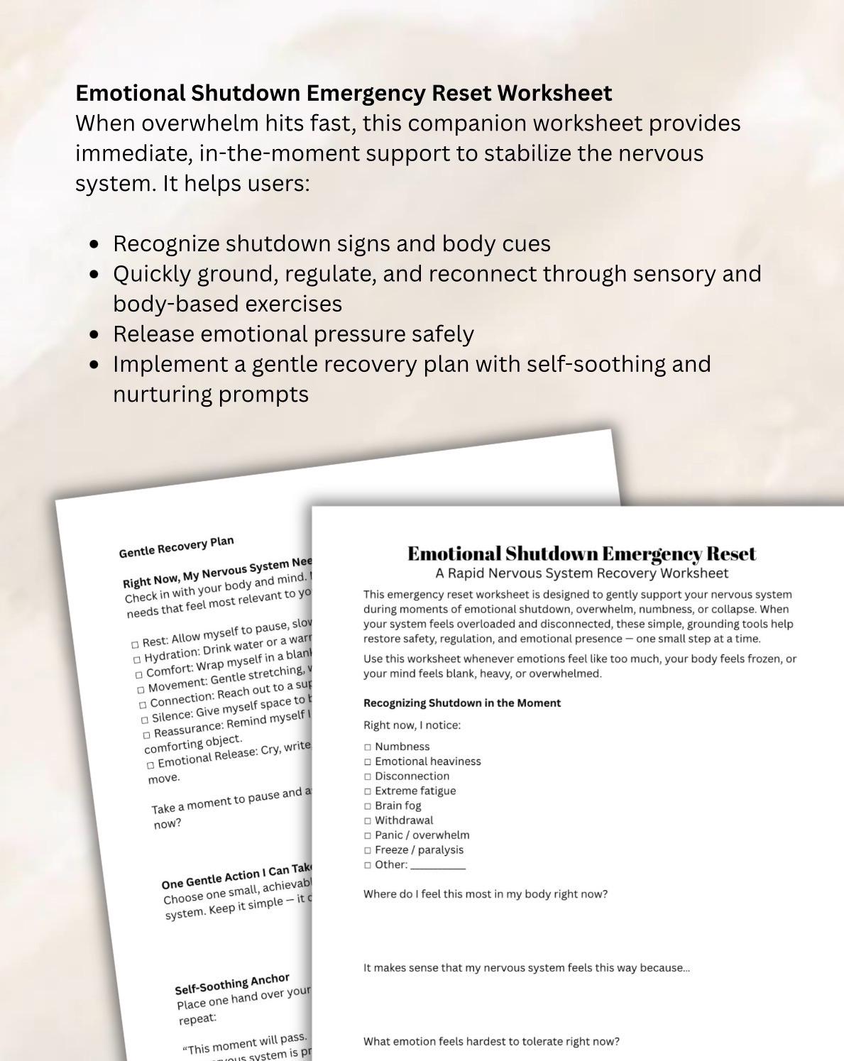 Emotional Overload & Shutdown Worksheets, Trauma-informed Therapy (PDF ...