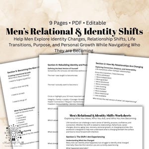 Werkboek Relatieveranderingen en identiteitsveranderingen Werkboek Levensovergangen Therapiewerkblad Geestelijke gezondheid voor mannen Zelfontdekking Tijdschriftprompts