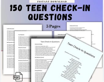 Preguntas de registro para adolescentes Herramienta para padres Recurso de comunicación Recurso de asesoramiento Indicaciones de salud mental Descarga digital imprimible