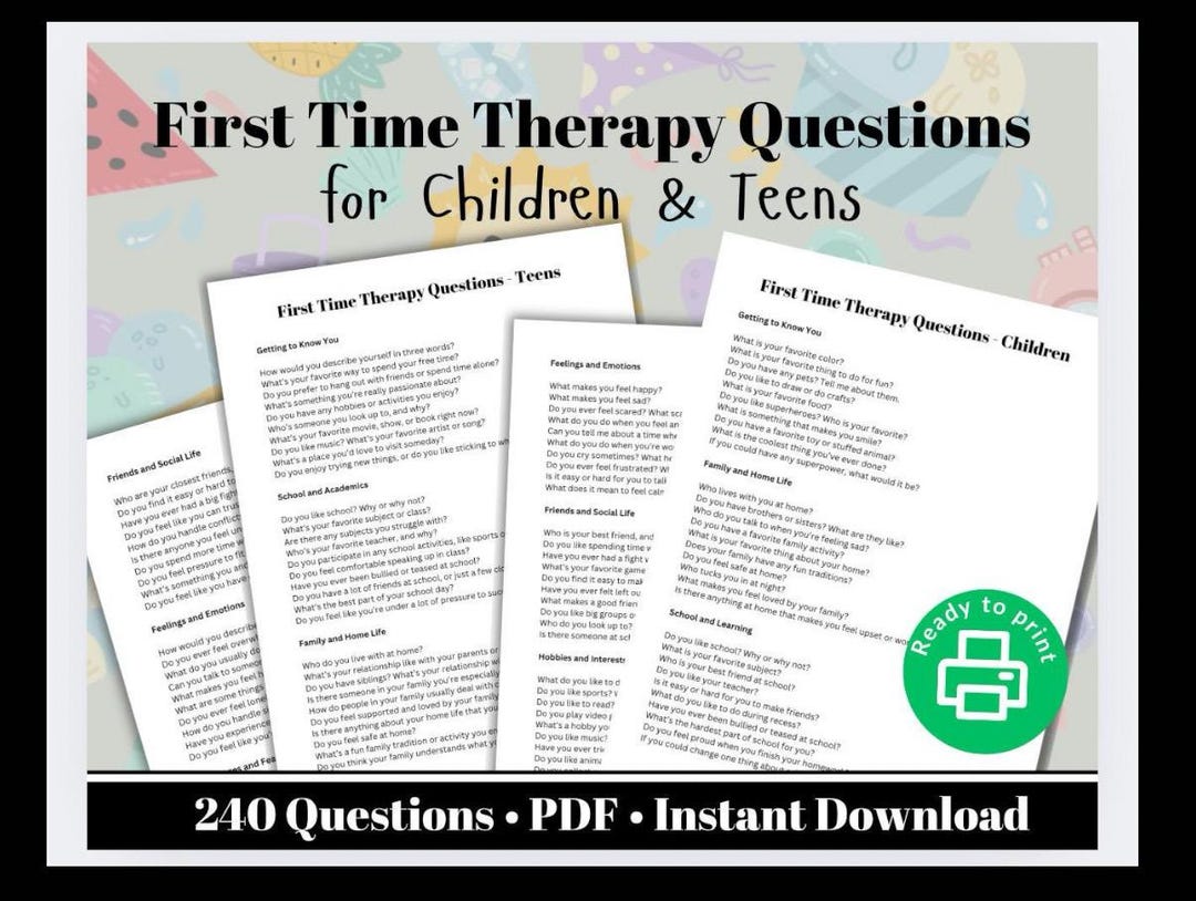 Kids & Teen Therapy Questions: First Session Toolkit (PDF) - Etsy