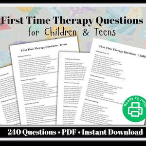 First Time Children and Teen Therapy Questions Adolescent Therapy Session Kids Therapy Therapist Toolkit Youth Therapy