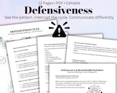 Defensiveness Emotional Awareness Worksheet Therapy Printable Self-Reflection  Relationship Tools PDF