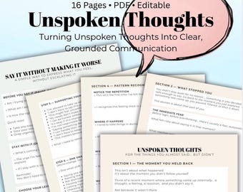 Unspoken Thoughts Worksheet How to Say What You Feel Without Conflict Communication Skills Tool Stop Overthinking & Holding Back