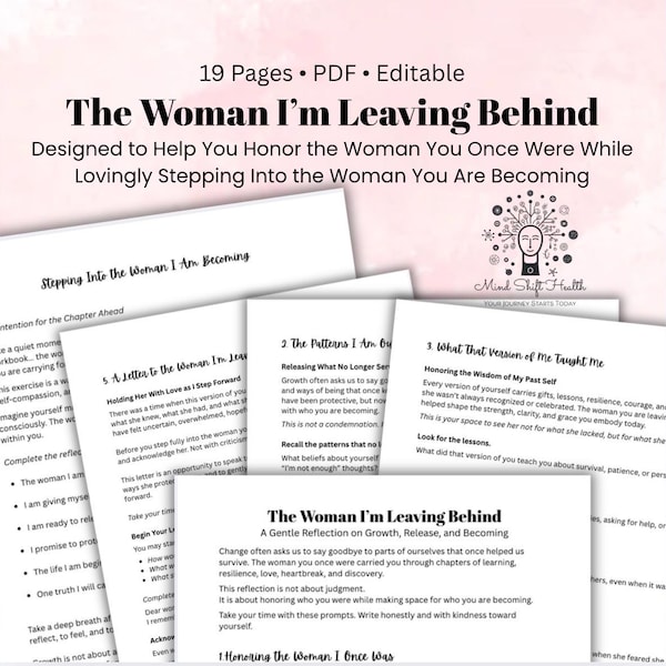 Werkboek zelfreflectie voor vrouwen: de vrouw die ik achterlaat Healing Journey, Self Love (pdf)