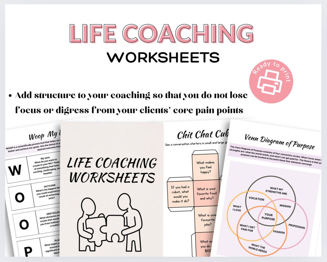 Life Coach Worksheets Done for You Templates Coaching Session Handouts Life Changes Motivation