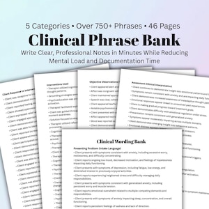 Therapist Documentation Wording Vault SOAP DAP BIRP Notes Copy & Paste Clinical Phrase Bank