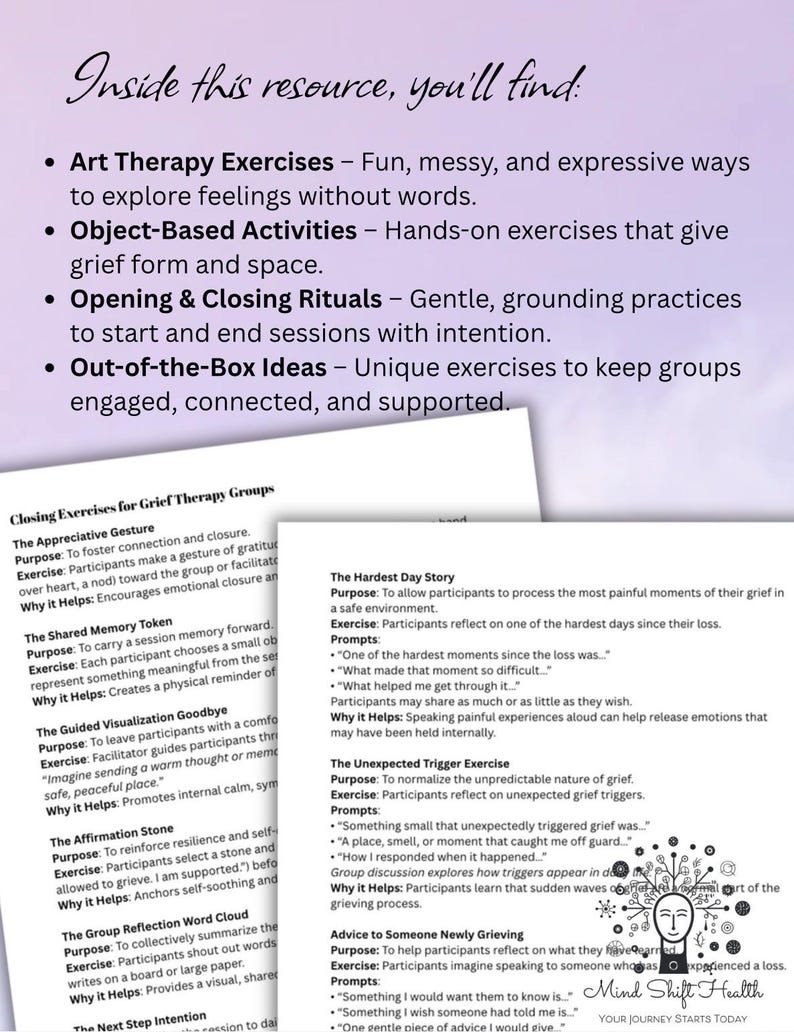 Grief Therapy Activities Toolkit for Groups, Art Therapy, Counseling ...