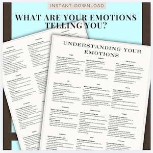 Understanding your Emotions are Telling You Therapy Reference Handout Therapist Tools Emotional Awareness Resource Therapy Notes