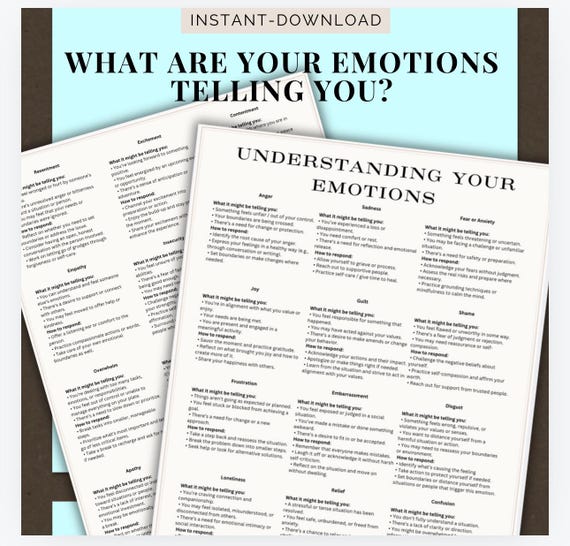 Understanding your Emotions are Telling You Therapy Reference Handout Therapist Tools Emotional Awareness Resource Therapy Notes