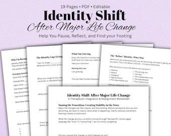 Identity Reset Workbook Life Transition Workbook Self Discovery Journal Personal Growth Workbook Therapy Worksheets PDF Mental Health
