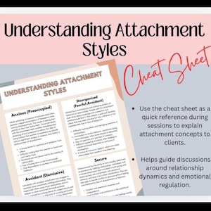 Understanding Attachment Styles Cheat Sheet Attachment Theory Handout Therapy Tool Relationship Patterns