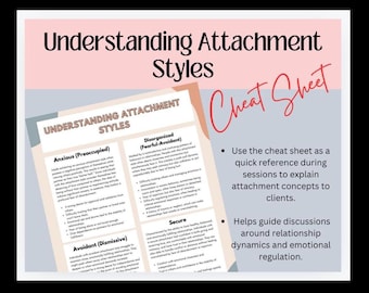 Understanding Attachment Styles Cheat Sheet Attachment Theory Handout Therapy Tool Relationship Patterns