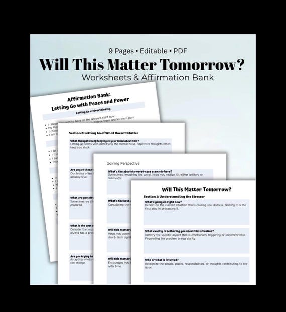 Letting Go Worksheet: Guided Reflection for Mental Clarity (Digital Download)