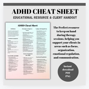 ADHD Cheat Sheet Bundle, Therapist & Parent Resources (PDF) - Etsy