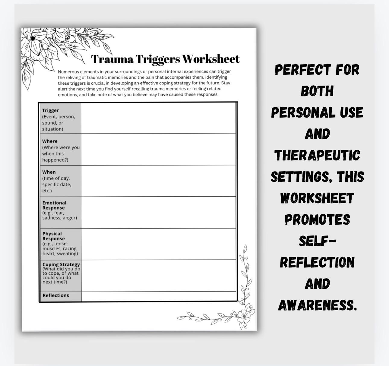 Trauma Triggers Therapy Worksheet Clinical Tools Reference Guide Fight ...