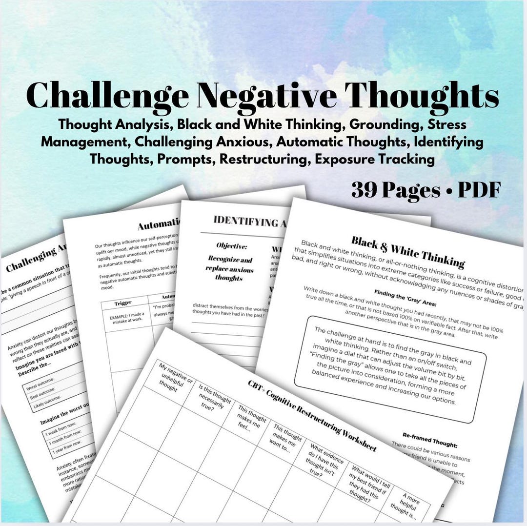 Challenging Negative Thoughts Worksheets Restructuring Your Mindset ...