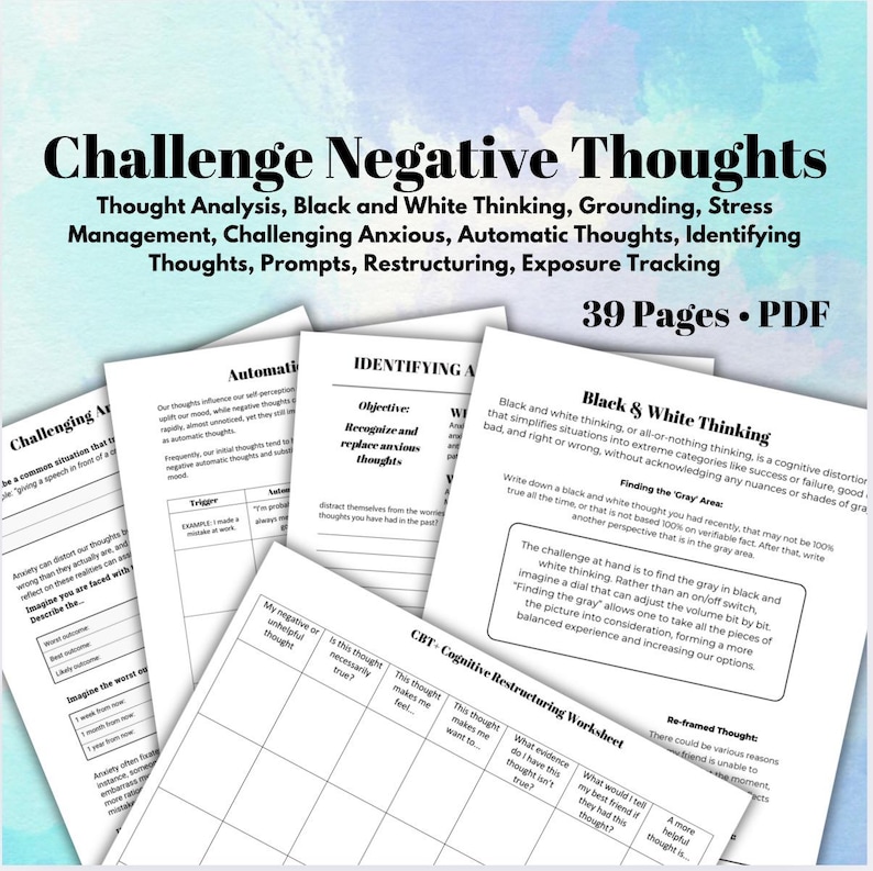 Challenging Negative Thoughts Worksheets Restructuring Your Mindset ...
