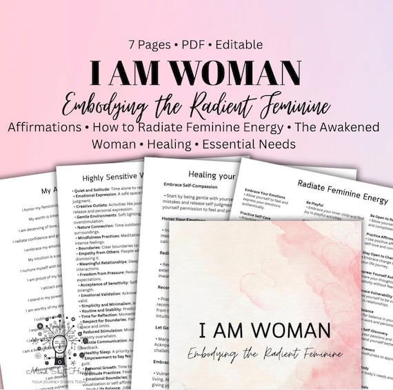Feminine Energy Healing Guide, I AM Woman Affirmations (PDF)