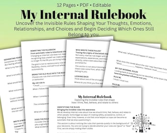 My Internal Rulebook Therapy Worksheet  Core Beliefs CBT Worksheet Limiting Beliefs & Self Awareness Therapist Counseling Resource